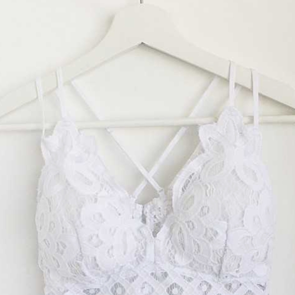 Elegant White Lace Cami Bralette